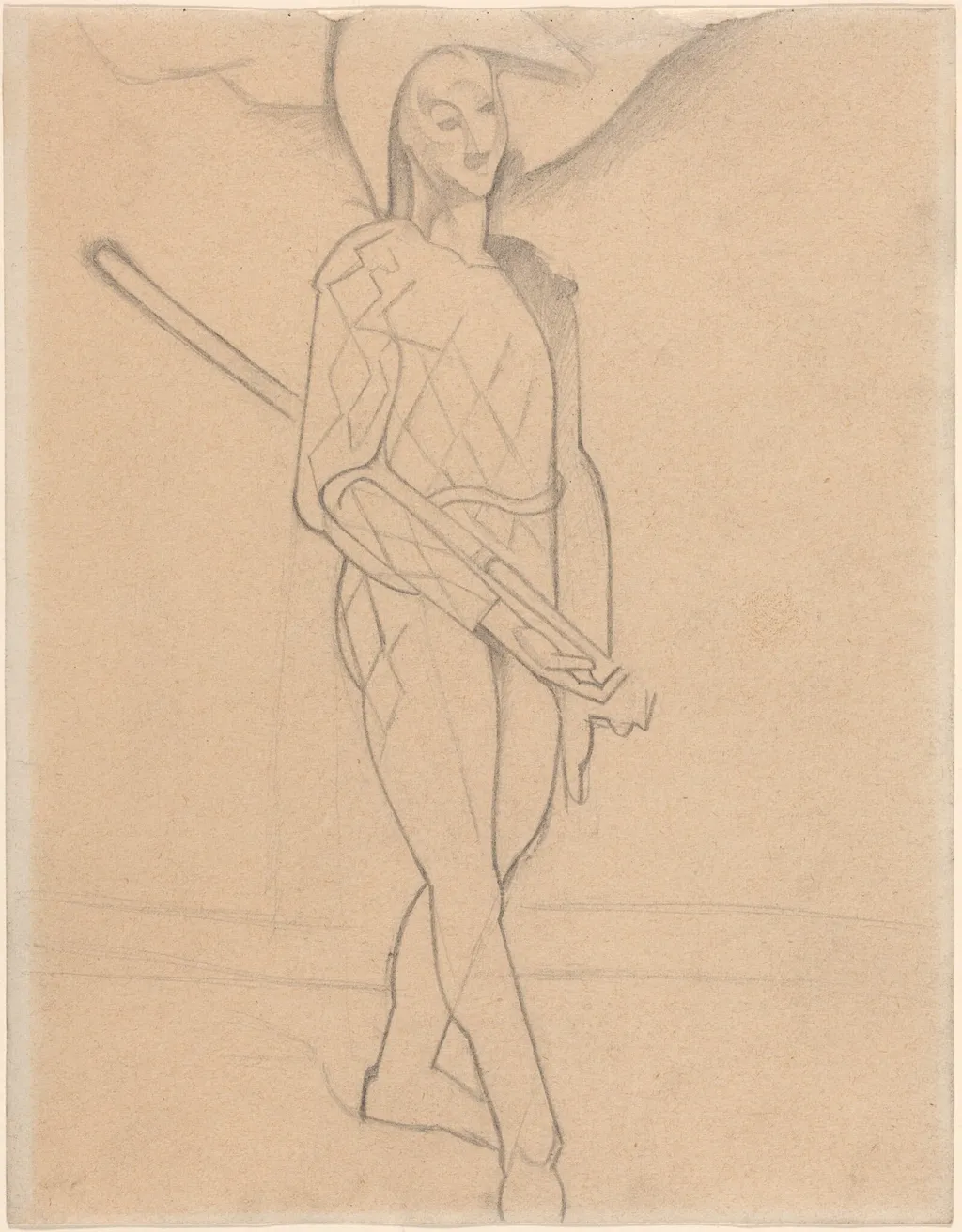 Harlequin, by Juan Gris, graphite, 1916