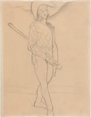 Harlequin, by Juan Gris, graphite, 1916