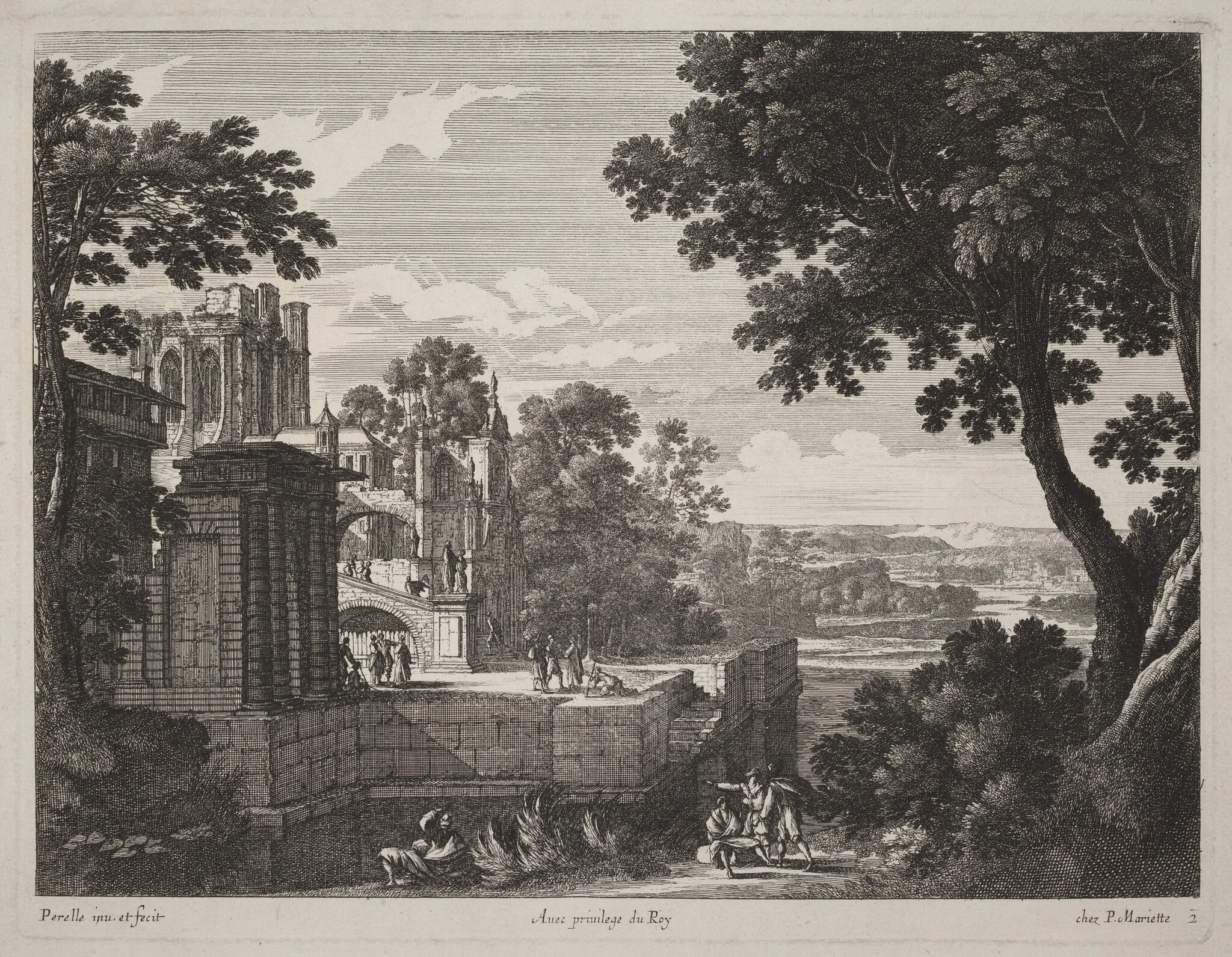 Large Landscape with a Ruined Abbey, detail