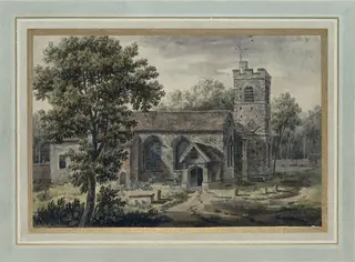 Camberwell Church, by Jonathan Skelton, watercolor, 1755