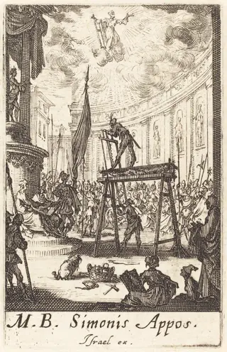 The Martyrdom of Saint Simon, by Jacques Callot, ink, 1634