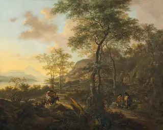 An Italianate Evening Landscape, by Jan Both, oil, 1650