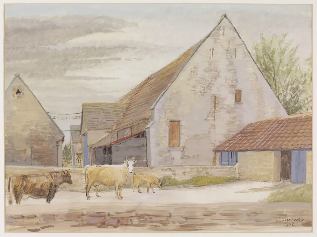 Barns at Frocester Court, Near Stonehouse, by Puller, watercolor