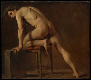 Study of a Nude Man, by Gustave Courbet, oil, 1840