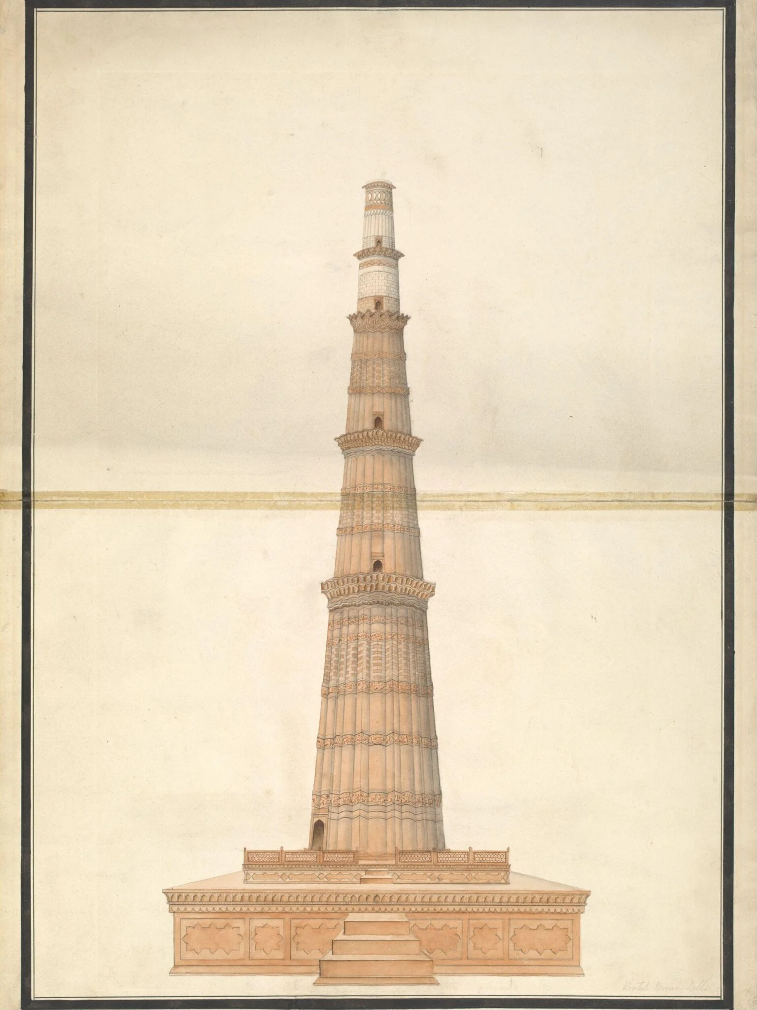 Six drawings of Mughal architecture at Agra and Delhi., detail