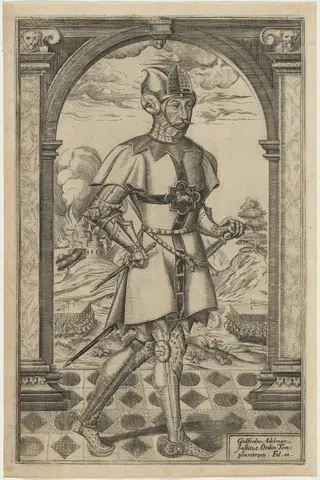 Godfredus Aldemarus Alexandrino (Godfrey Adelmar), by William Rogers, ink, 1602