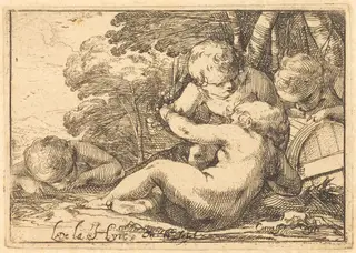 Four Bacchic Children, by Laurent de La Hyre, ink, 1624