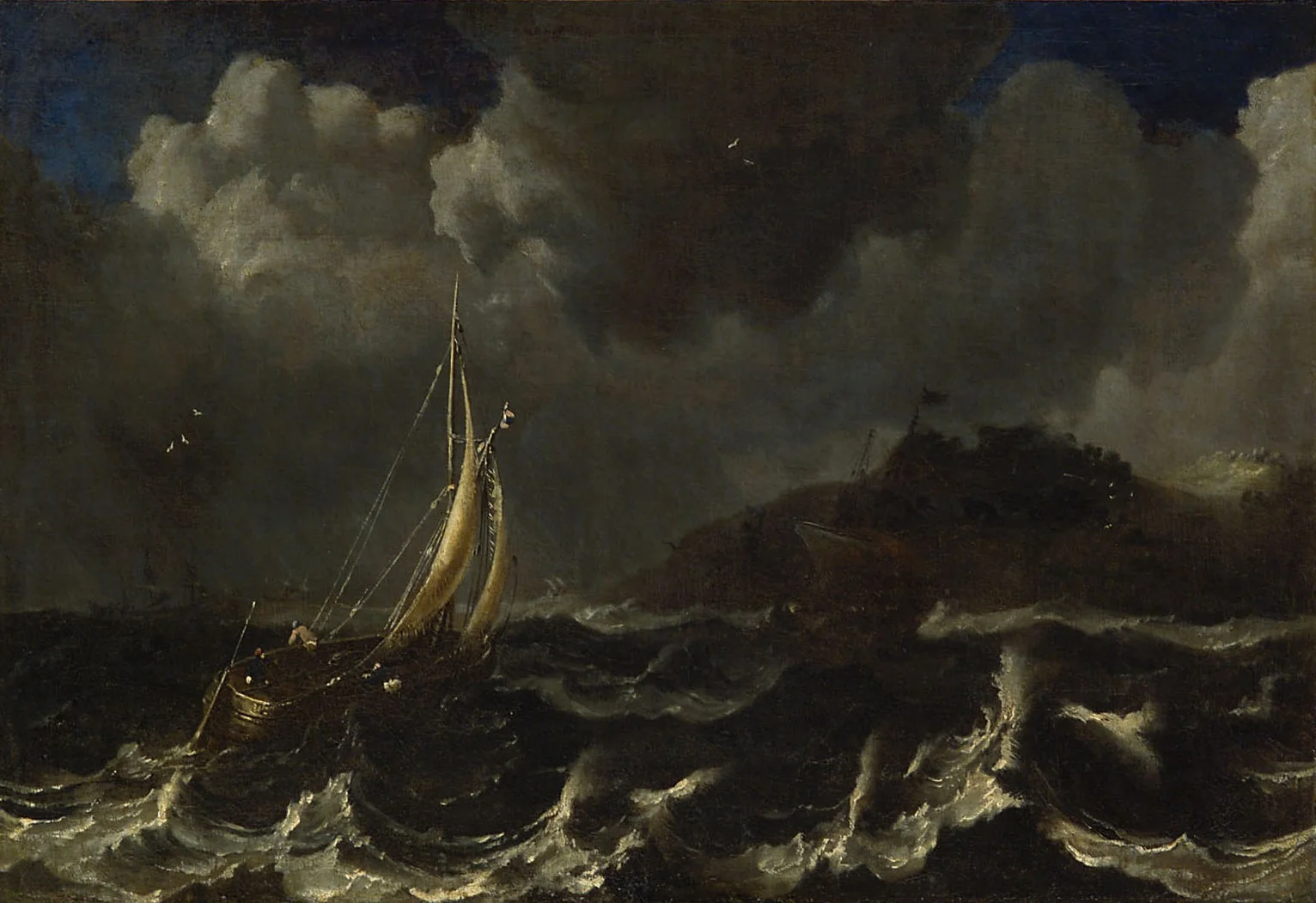 Ein Seesturm mit Schiffen, detail