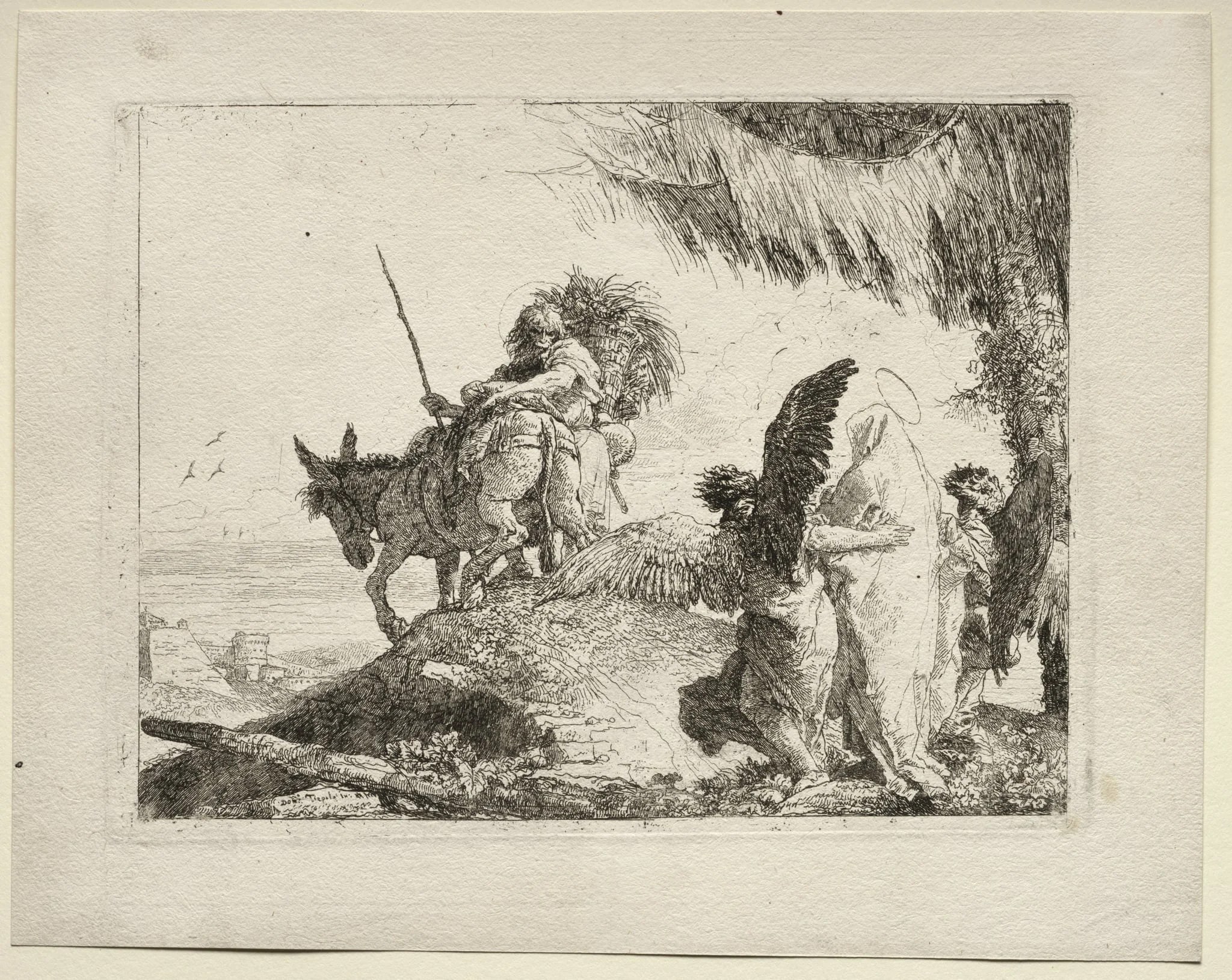 The Flight into Egypt: The Flight with the Madonna at Right Supported by Angels, detail