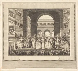 Couronnement de Voltaire (The Crowning of Voltaire), by Charles-Etienne Gaucher, ink, 1782