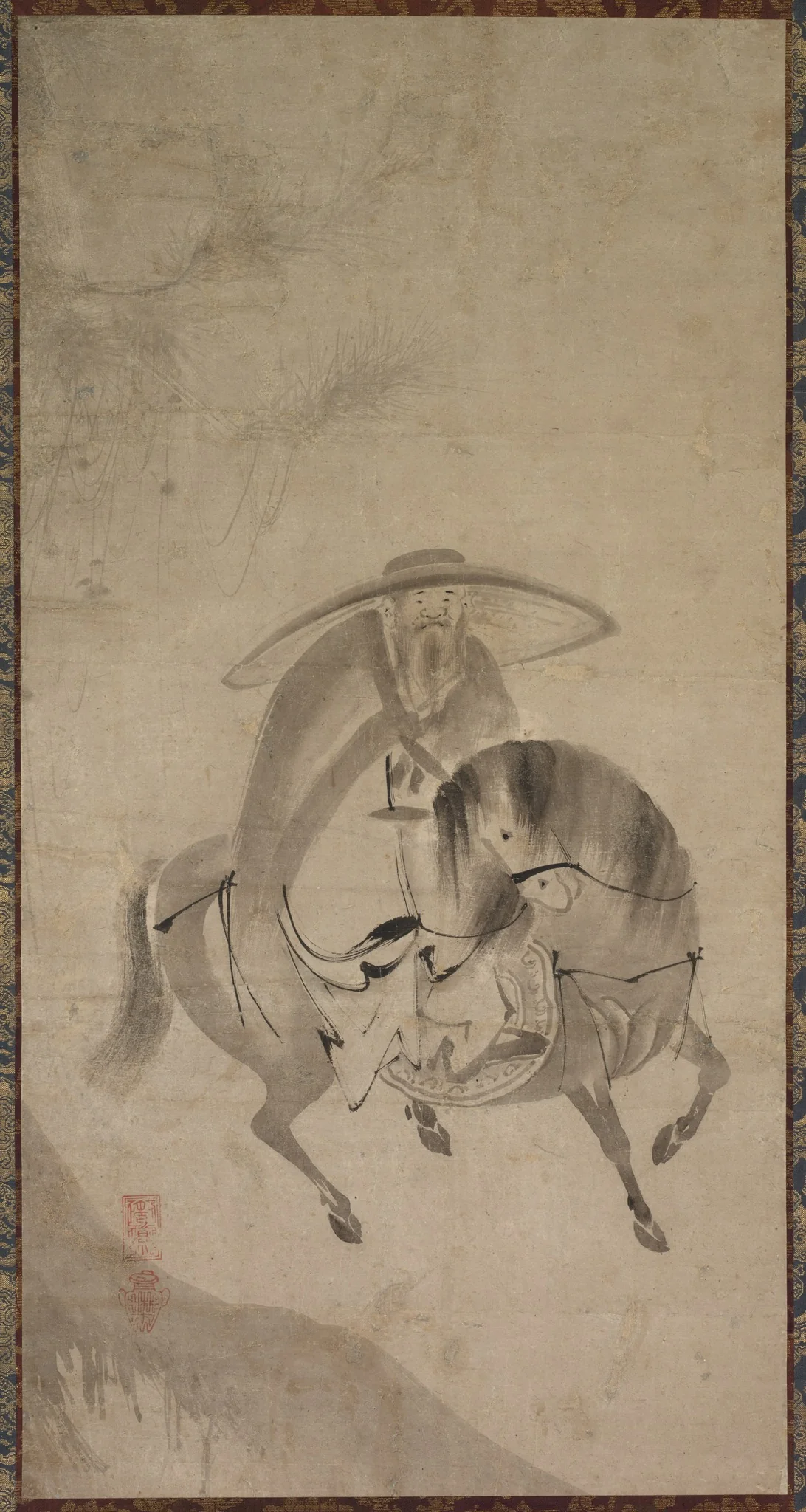 Su Dongpo Riding a Donkey, detail