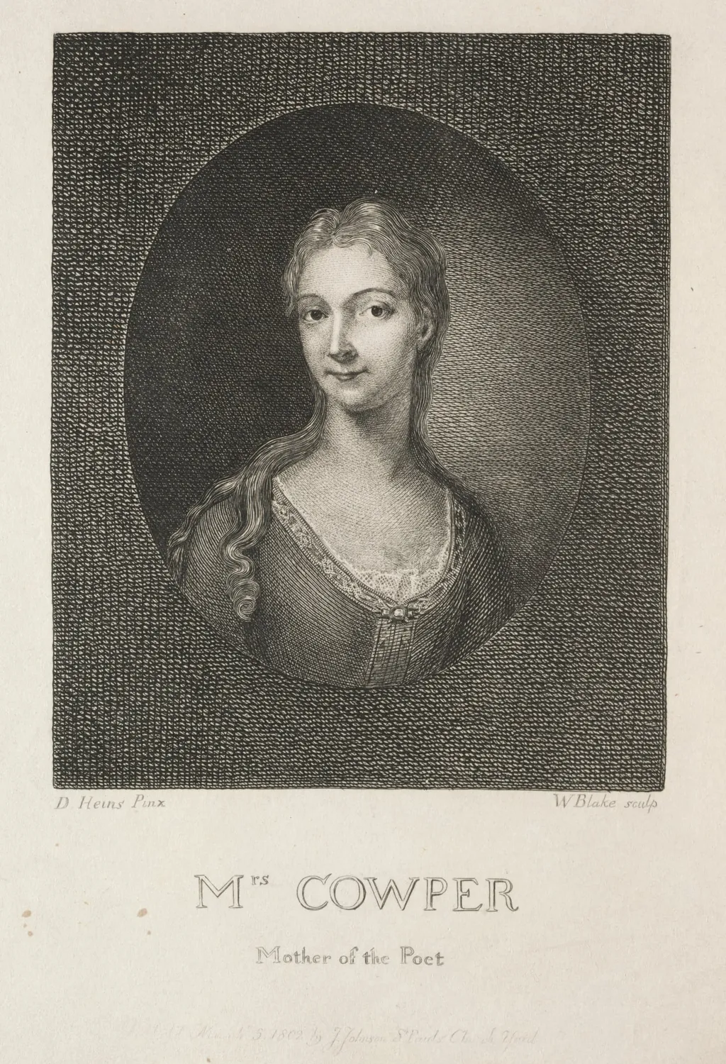 Mrs. Cowper, Mother of the Poet, by William Blake, 1802
