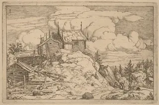 Hamlet on a Hill, by Allart van Everdingen, ink, 1650