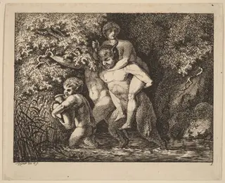 Satyr Carrying a Nymph, by Salomon Gessner, ink, 1770