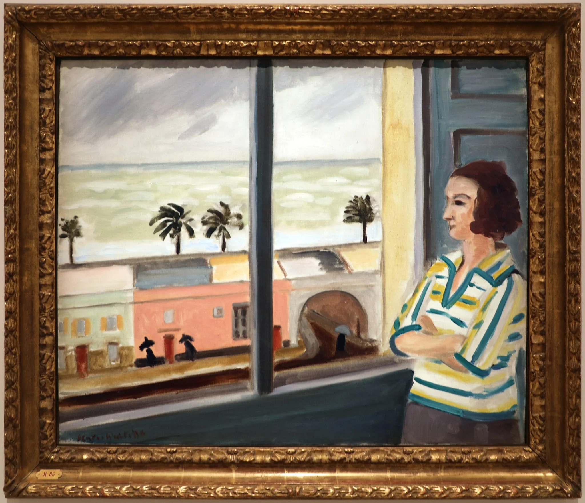 Young Woman Looking at the Sea, Stormy Weather, detail