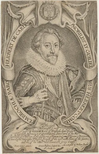 William Herbert, Third Earl of Pembroke, by Simon van de Passe, ink, 1621