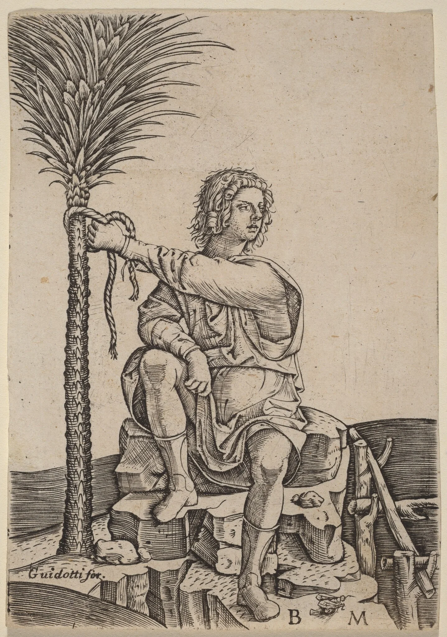 Man Seated by a Palm Tree, detail