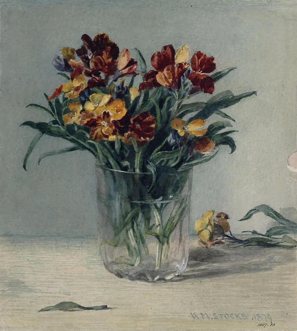 Wallflowers, by Katharine M. Stocks, watercolor, 1879
