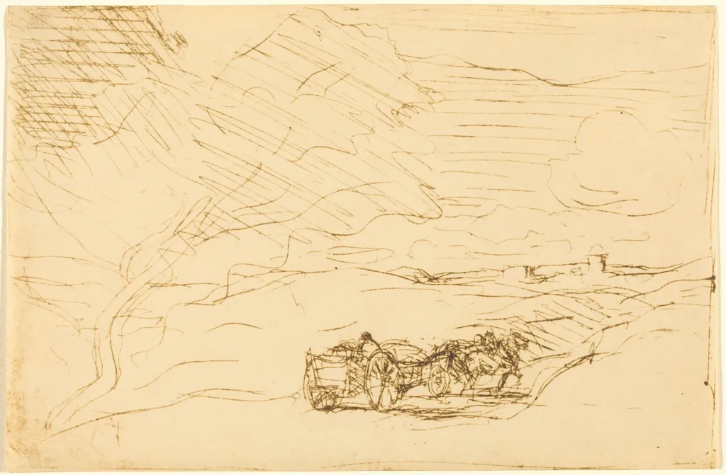 Wagon Going to Town (Le Charriot allant a la ville), by Jean Baptiste Camille Corot, 1860