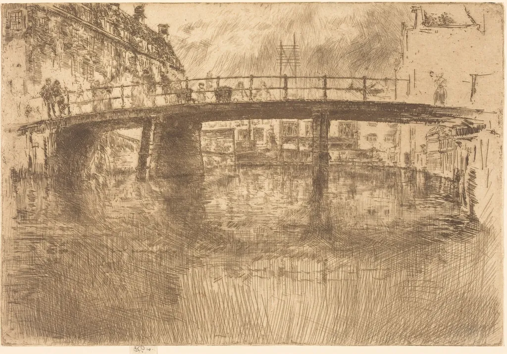 Bridge, Amsterdam, by James McNeill Whistler, ink, 1889