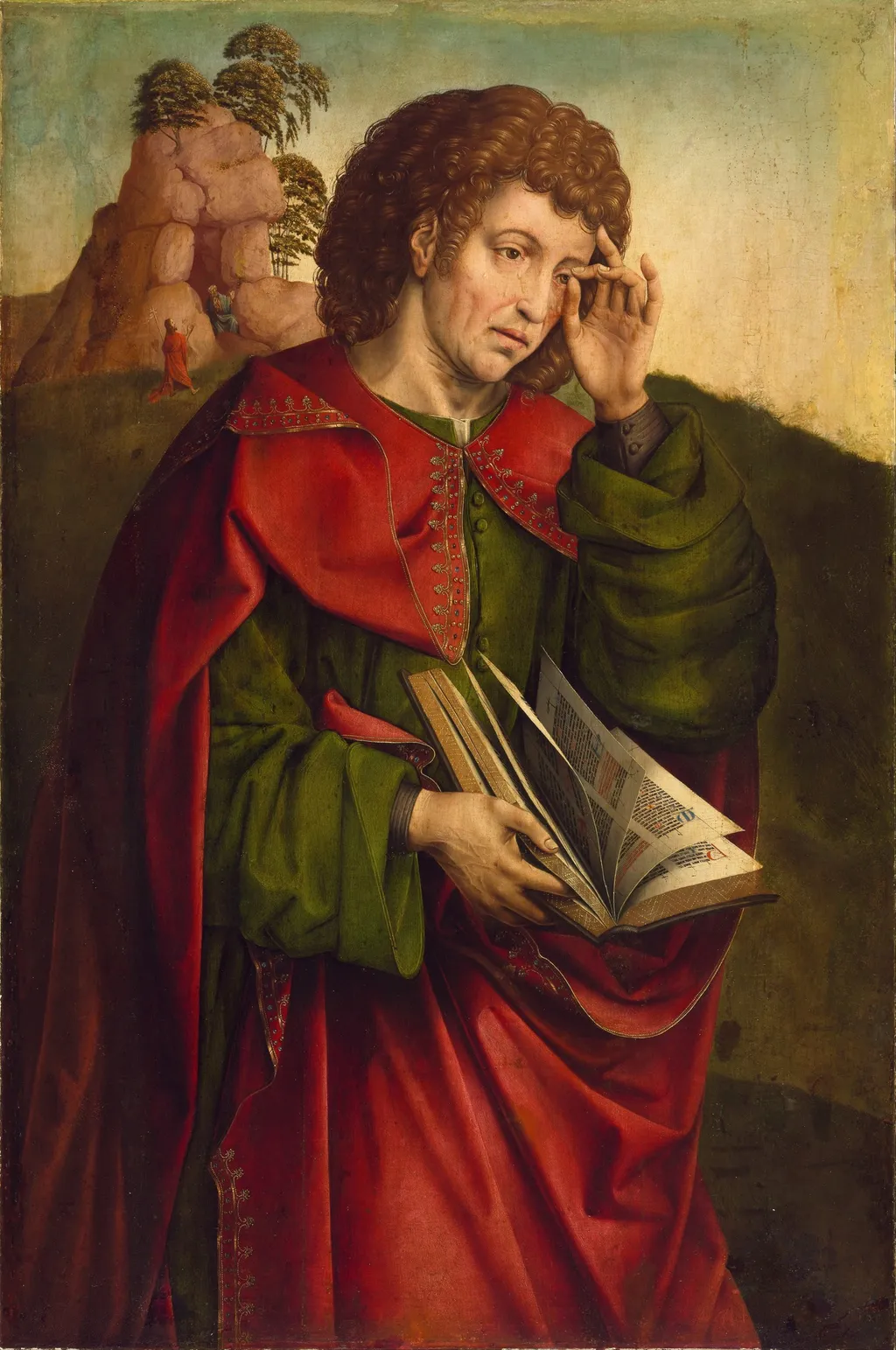 Saint John the Evangelist Weeping, by Colijn de Coter, oil, 1500