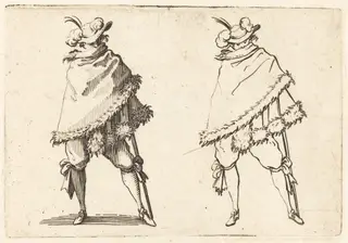 Man Wrapped in His Mantle, by Jacques Callot, ink, 1622
