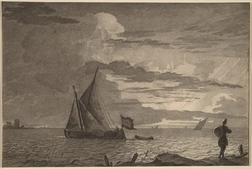 Fisherman with Pack over His Shoulder, by Jacobus Buys, chalk, 1779