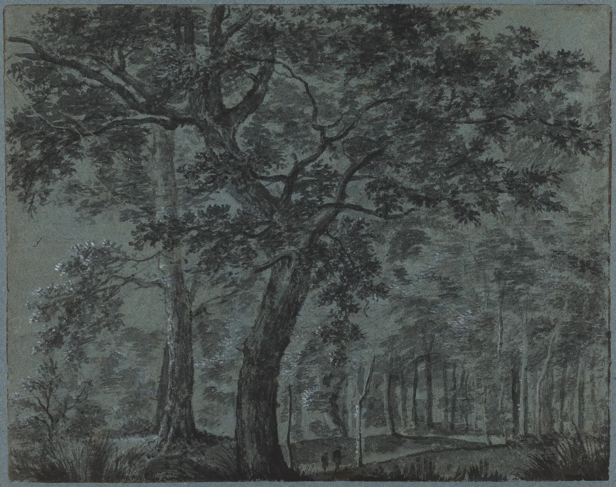 Woods at Night with Travelers, detail