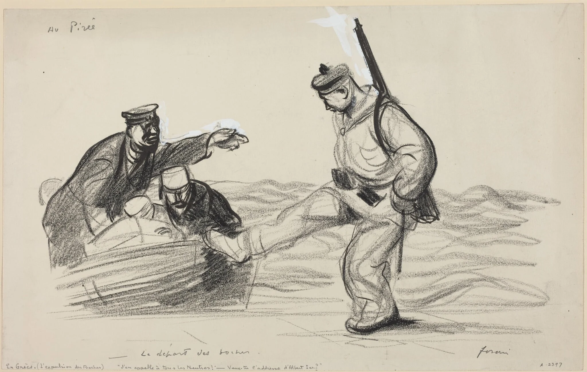 Au Pireê. -Le depart des boches., detail