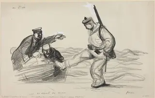 Au Pireê.  -Le depart des boches., by Jean-Louis Forain, watercolor, 1916