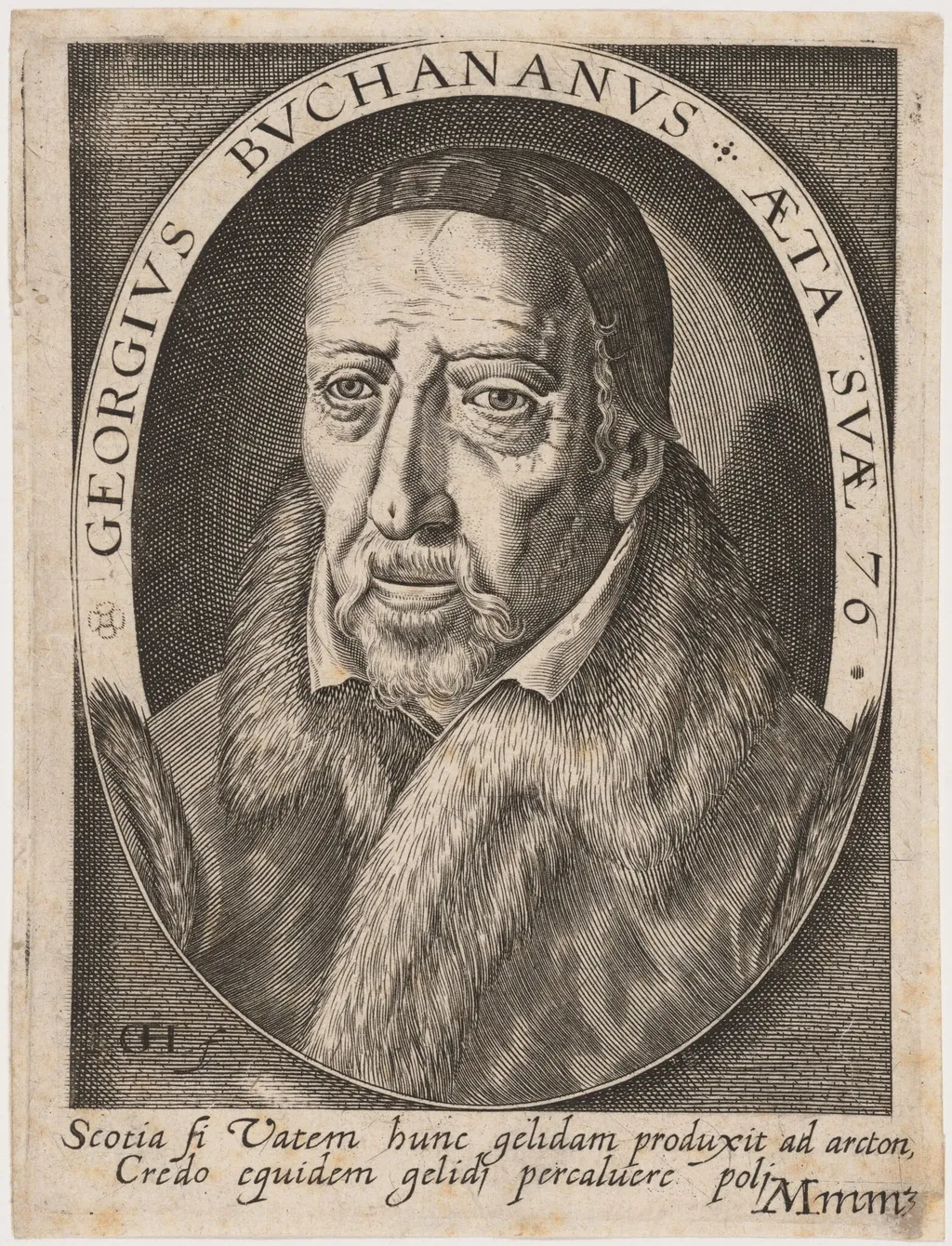 George Buchanan, by Jacques Granthomme, ink, 1650
