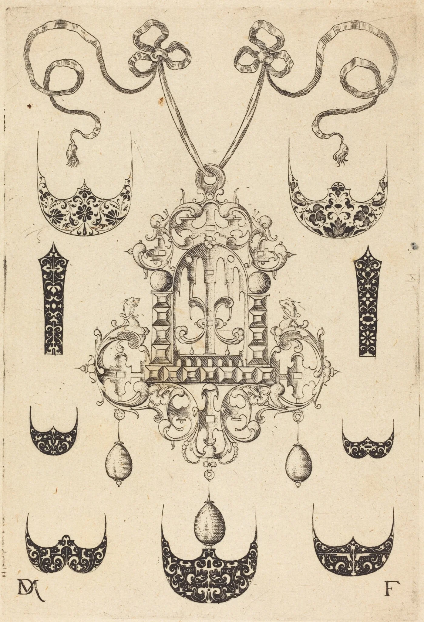 Pendant Surrounded by Seven Shields and Two Ornamental Bands, detail