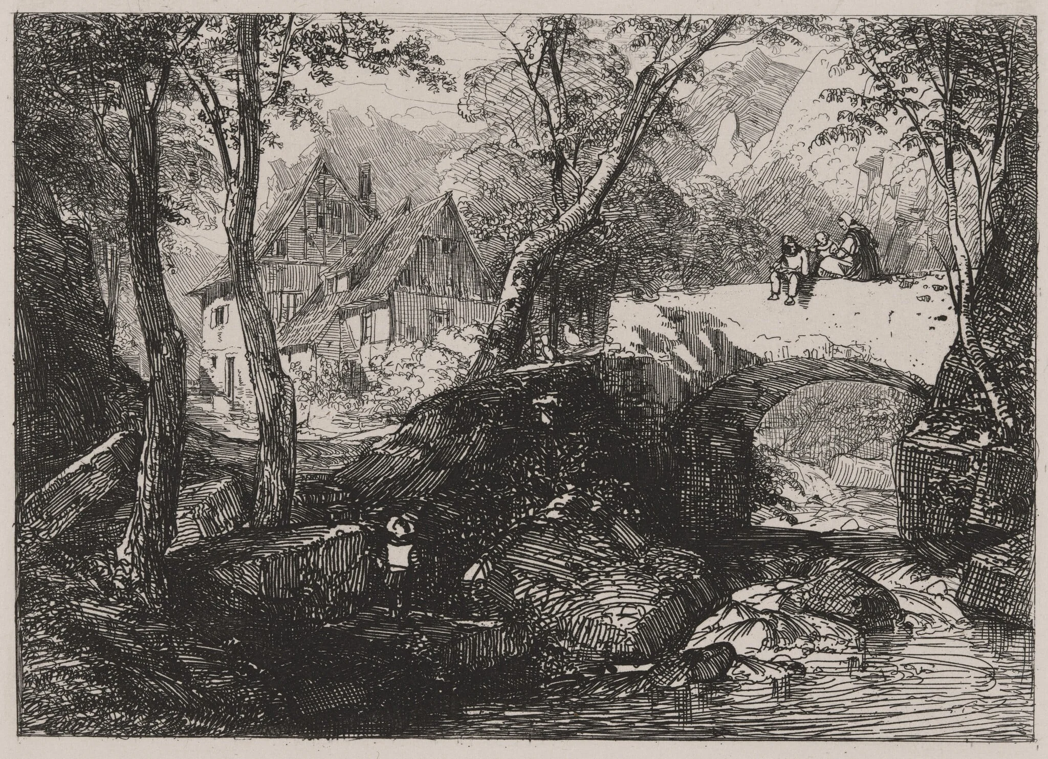 Stone Bridge over A Mountain Brook, detail