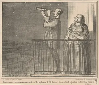 Parisiens incrédules ..., by Honoré Daumier, ink, 1857