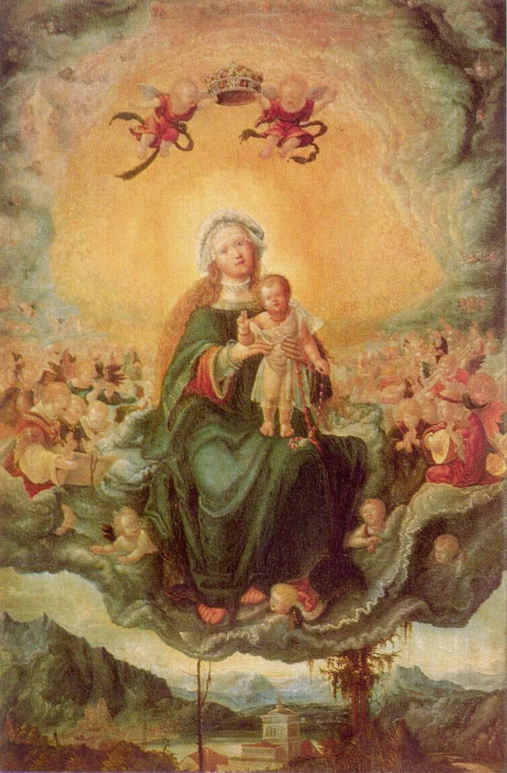 Maria mit dem Kinde in der Glorie; (Rückseite: Maria Magdalena am Grab Christi), detail