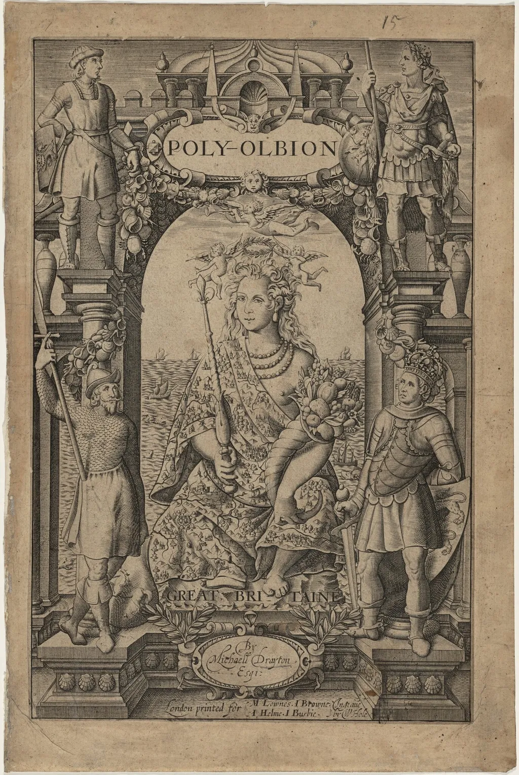 Frontispiece to Drayton's Poly-olbion, by William Hole, ink, 1606