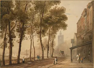 Cheyne Walk, Chelsea, London, by John Varley, watercolor, 1811