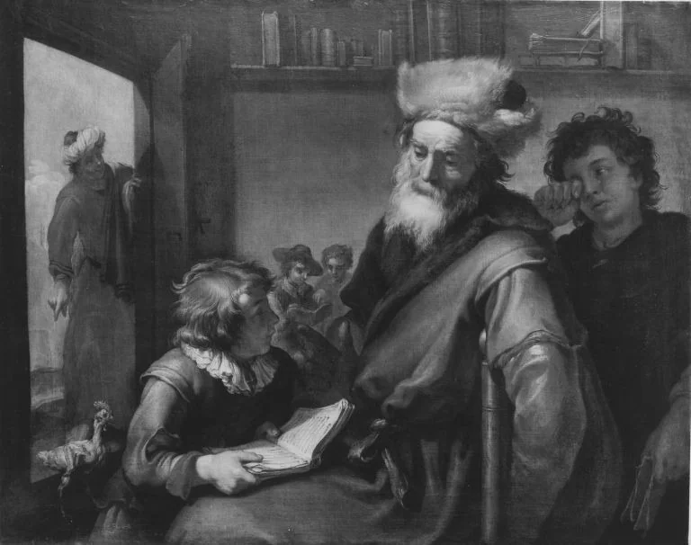 Plato mocked by Diogenes, detail