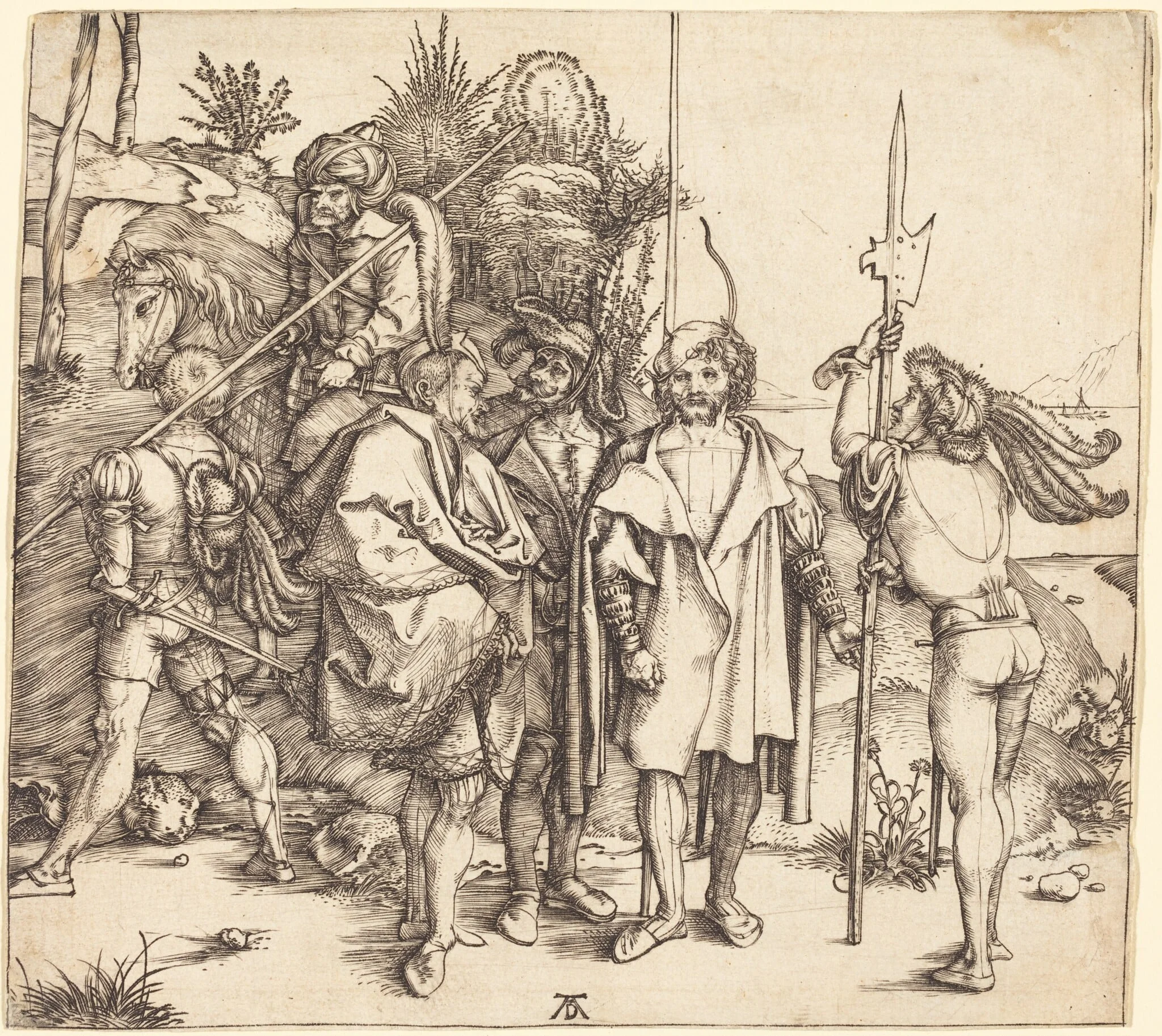 Five Soldiers and a Turk on Horseback, detail