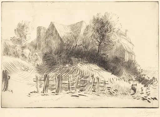 Old Inn (Une ancienne auberge), by Alphonse Legros, ink, 1874