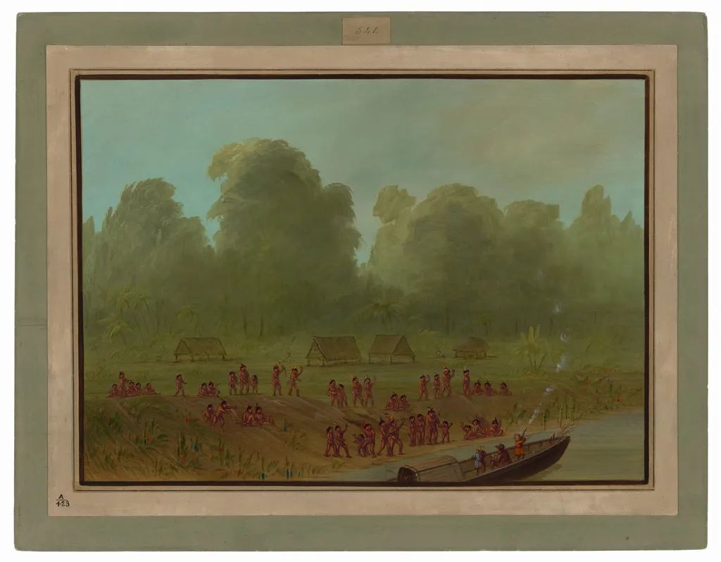 A Mayoruna Village, by George Catlin, oil, 1862