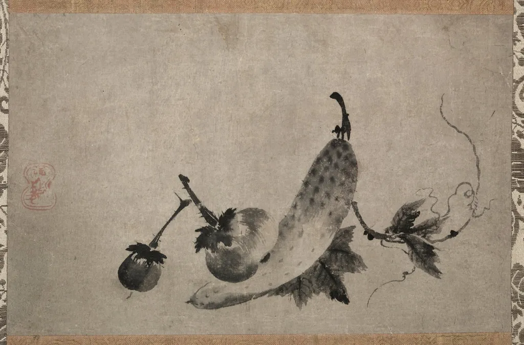 Cucumber and Eggplants, by Yamada Dōan, unspecified, 1504