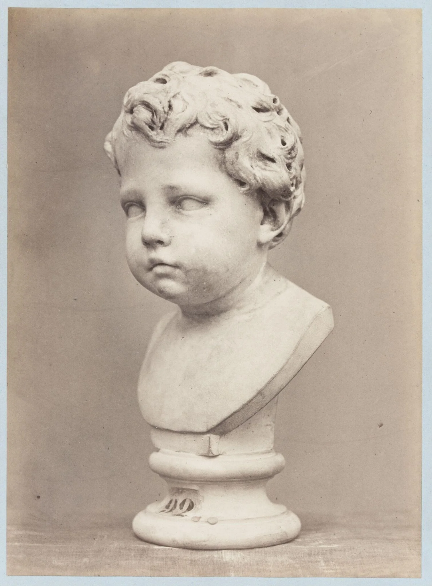 Marble bust of child, detail