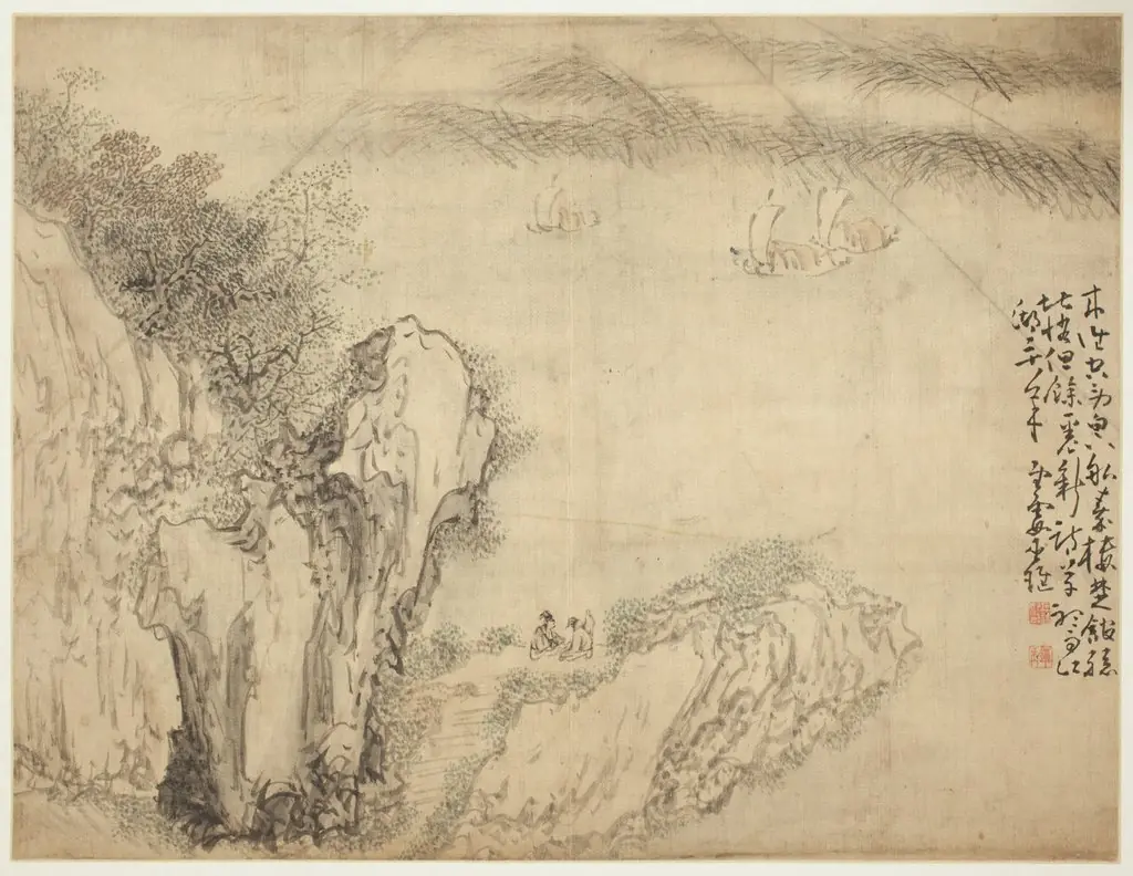 Landscapes and Figures: Landscape, by Huang Shen, unspecified, 1750
