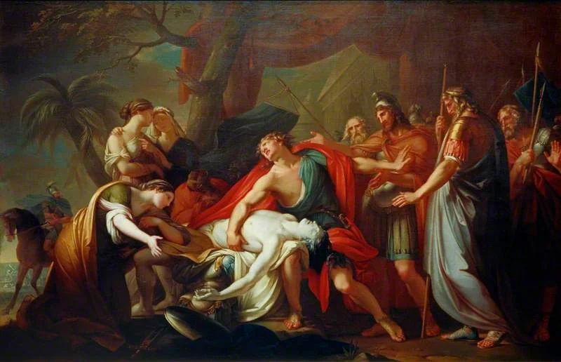 Achilles Lamenting the Death of Patroclus, detail