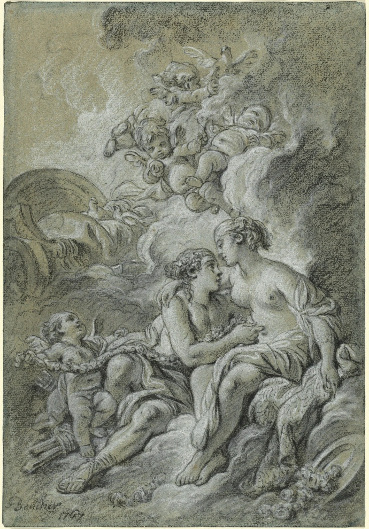 Venus appuyee sur son cher Adonis ..., detail