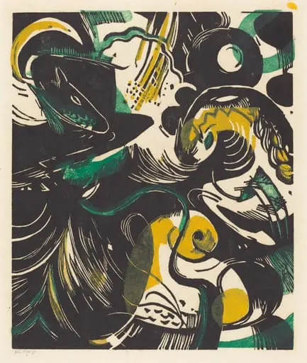 Genesis II (Schopfungsgeschichte II), by Franz Marc, ink, 1914
