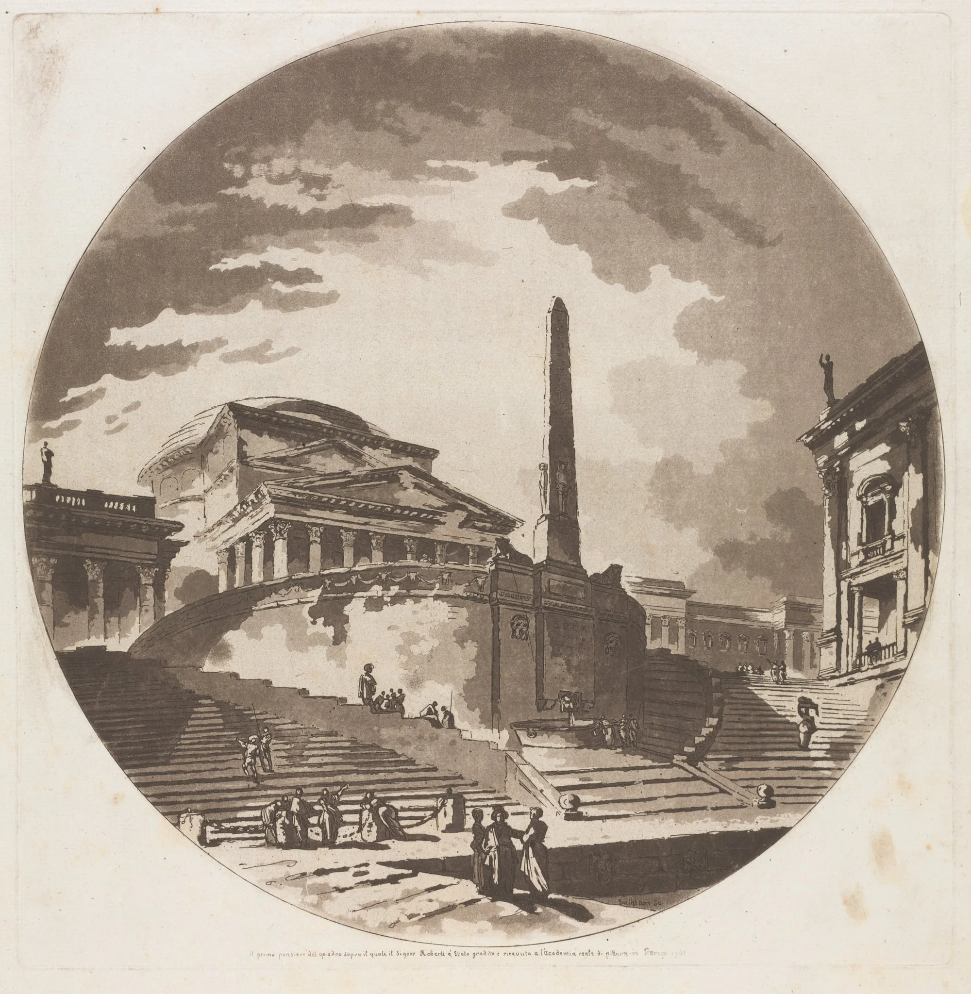 View of the Rotunda with Stairs on the Tiber, detail