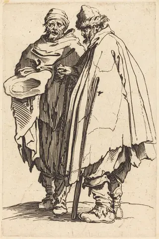 Blind Beggar and Companion, by Jacques Callot, ink, 1622