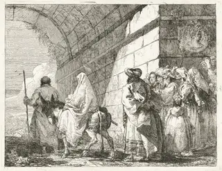 The Holy Family Passes under a City Arch, by Giovanni Domenico Tiepolo, ink, 1753